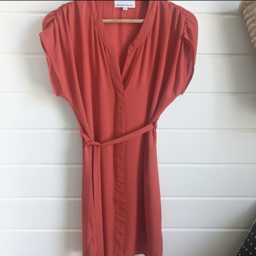 213 Industry Coral Red Crepe Dress